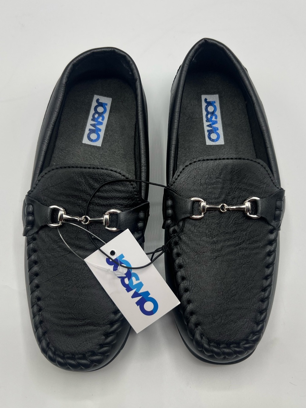 Josmo boys  Black Slip-On Bit Loafers with Silver Hardware